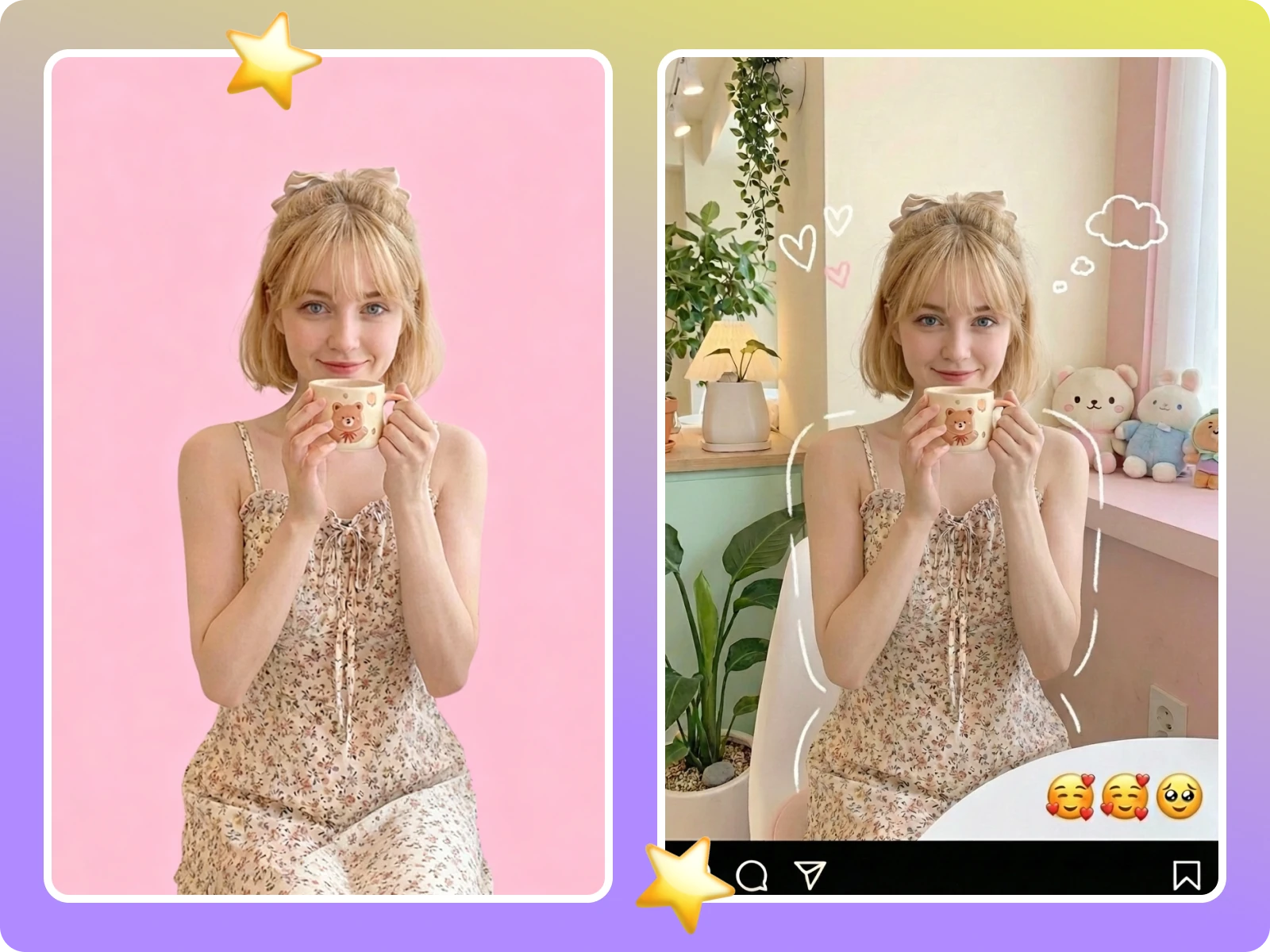 AI background changer solid background example